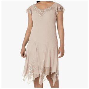 *J Kara Women's Flutter Sleeve Hanky Hem Short Size 6